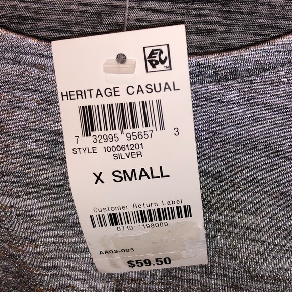 INC Womens Side Tie Metallic Top Silver XS New With Tags - Picture 5 of 7